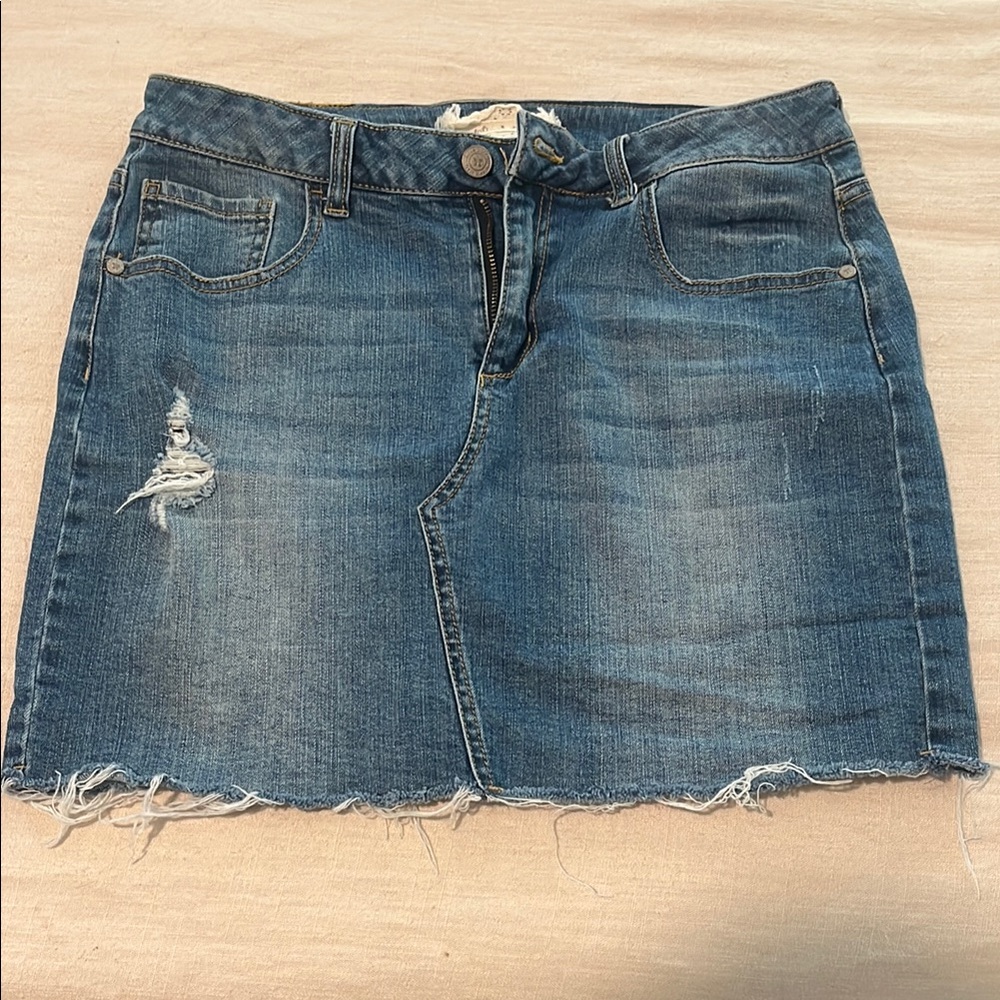Altar’d Stare denim blue distressed skirt